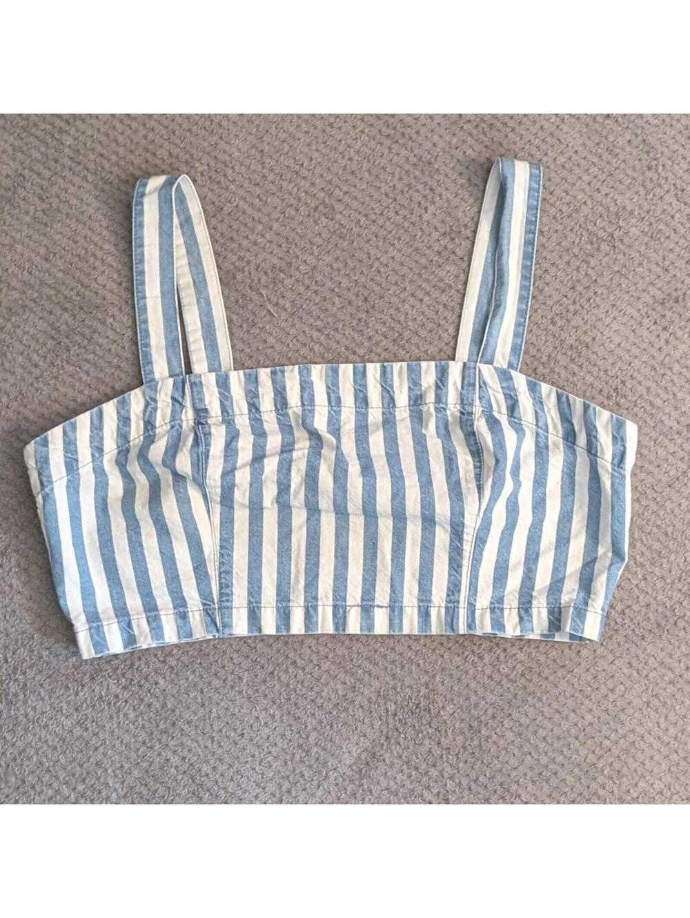 Forever 21 Blue & White Striped Crop Top/Bustier – Size Medium
